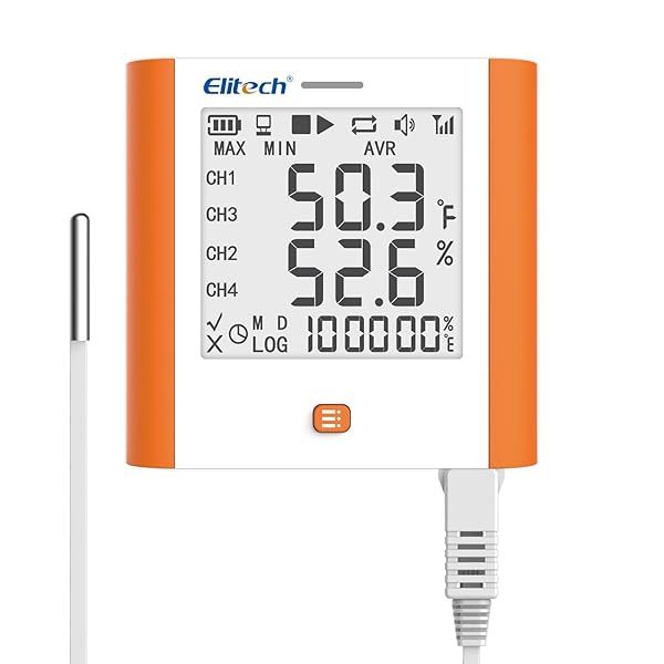 Elitech 100000 Points Digital Temperature Humidity Data Logger for Medical Refrigerators and Vaccine Fridge Monitoring