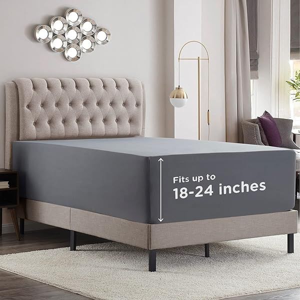 Empyrean Extra Deep Pocket King Fitted Sheet - Soft Microfiber, Fits 18-24 Inch Mattresses, Charcoal Grey