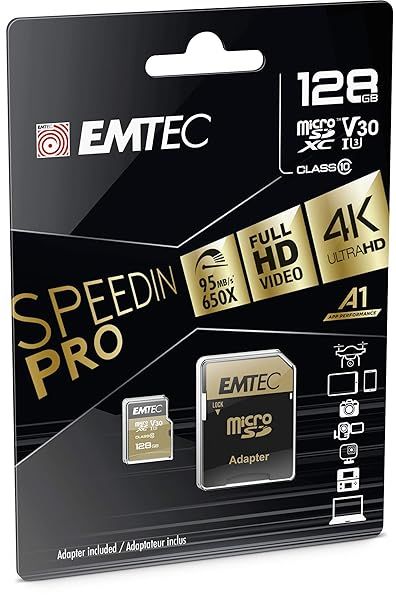 Emtec SPEEDIN' 128GB microSD Class 10 V30 UHS-I U3 - Fast Storage for All Devices