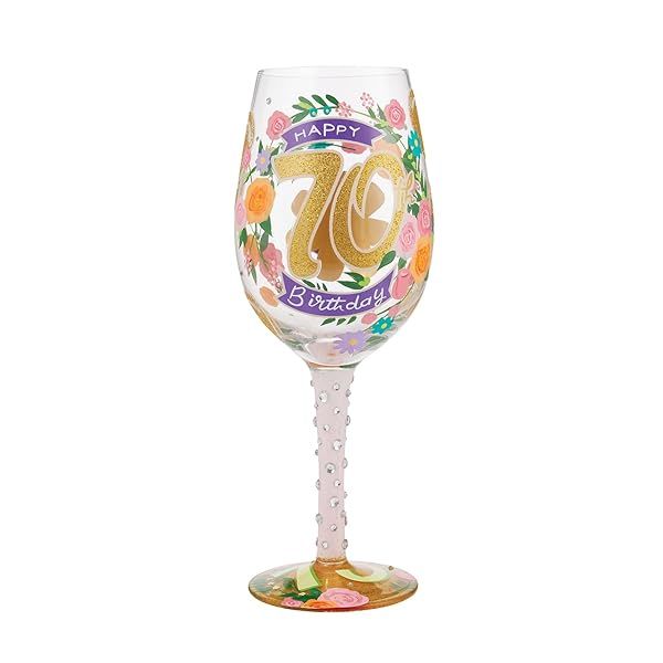 Enesco Lolita 70th Birthday Hand-Painted Wine Glass - Artisan Multicolor Gift