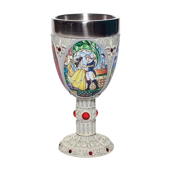 Enesco Disney Beauty and The Beast Stained Glass Chalice Goblet - Decorative Multicolor Cup