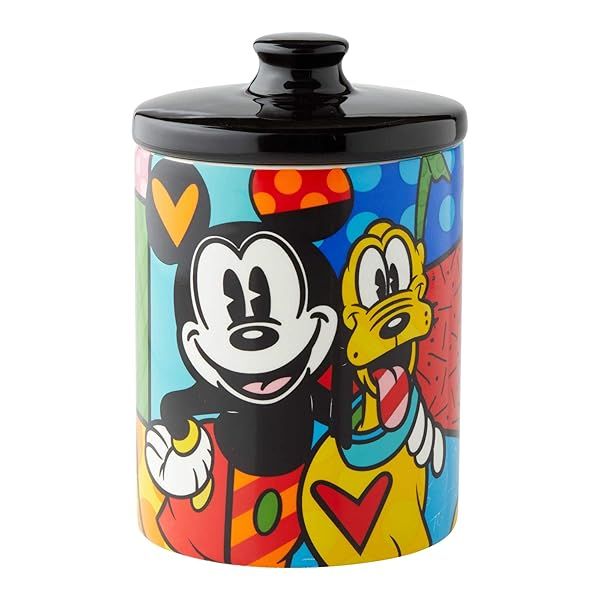 Enesco Disney Britto Mickey Mouse & Pluto Candy Jar Canister - 6 Inch Multicolor Collectible