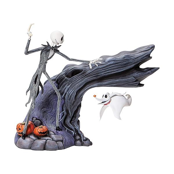 Enesco Grand Jester Studios Jack Skellington & Zero LED Statue - 8.25 Inch Nightmare Before Christmas Figurine