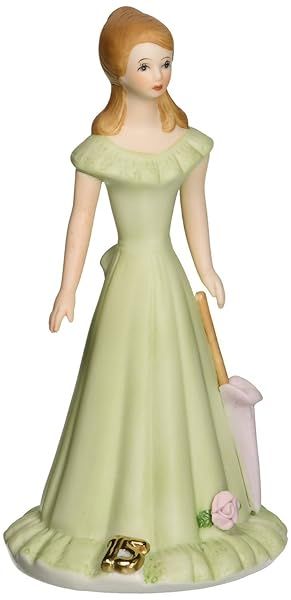 Enesco Growing Up Girls Brunette Age 15 Porcelain Figurine, 7 Green