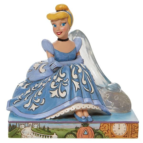 Enesco Jim Shore Disney Cinderella Figurine with Glass Slipper - 5.39 Inch Multicolor Collectible