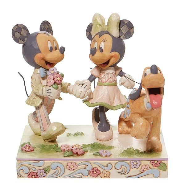Enesco Jim Shore Disney Traditions Mickey & Minnie Mouse Walking Pluto Figurine - 5.67 Inch Multicolor Collectible
