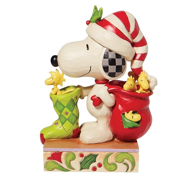 Enesco Peanuts Jim Shore Snoopy & Woodstock Figurine - 7 Inch Holiday Decor