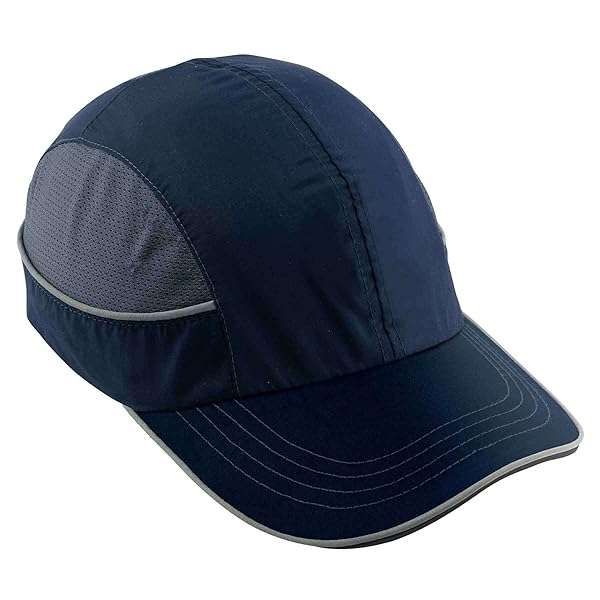 Ergodyne Skullerz 8950 Navy Blue Bump Cap: Comfortable Baseball Hat Style Head Protection with Long Brim