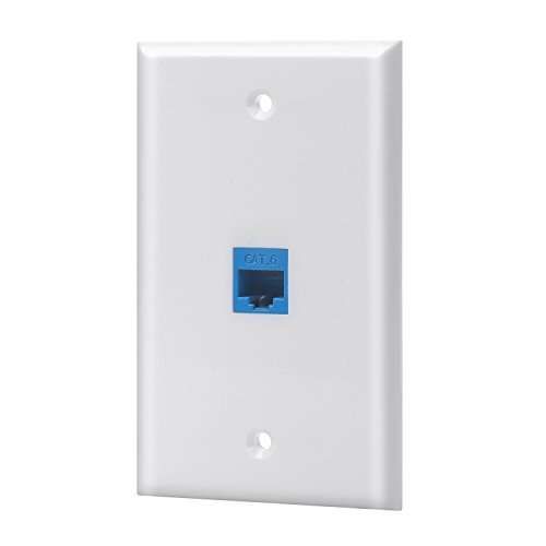 Ethernet Wall Plate 1 Port Cat6 Keystone Female to Female - White | High-Speed Network Solution