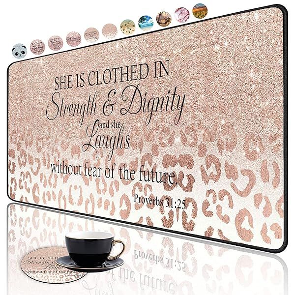 Large Gaming Mouse Pad with Non-Slip Base & Bible Verse - Perfect for Gamers & Office Use