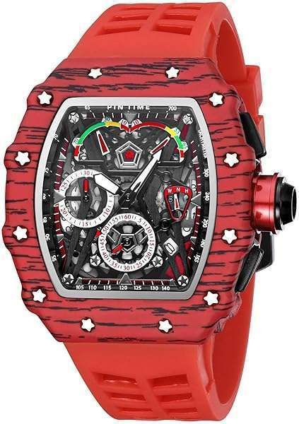 FANMIS Men's Luxury Tonneau Square Watch: Unique Analog Chronograph with Luminous Design & Rubber Band - Perfect for Sports!