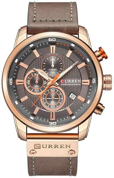 FANMIS Mens Sport Military Analog Quartz Watch Chronograph Classic Casual Business Dress Waterproof Watch Multifunctional Wristwatch with Leather Strap