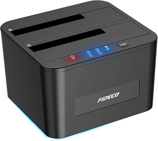 FIDECO USB 3.0 Dual Bay Hard Drive Docking Station for 2.5 & 3.5 inch SATA HDD/SSD - Offline Clone & UASP Support
