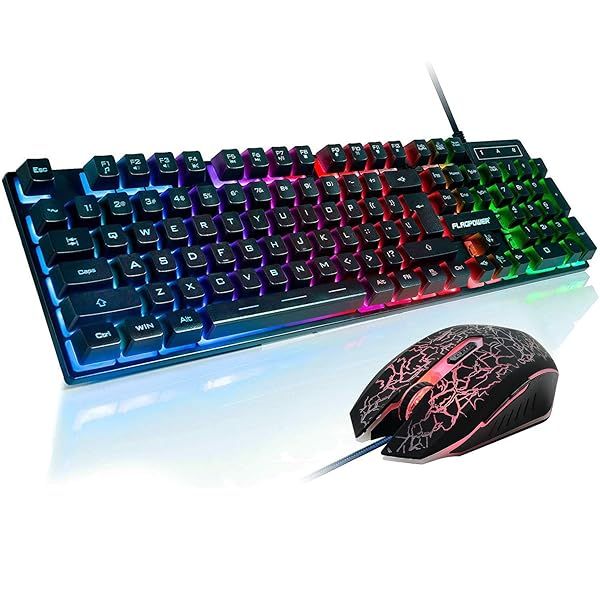 FLAGPOWER RGB Gaming Keyboard and Mouse Combo Adjustable Backlit Mechanical Keyboard with 4800DPI Mouse for PC Laptop Gaming and Work