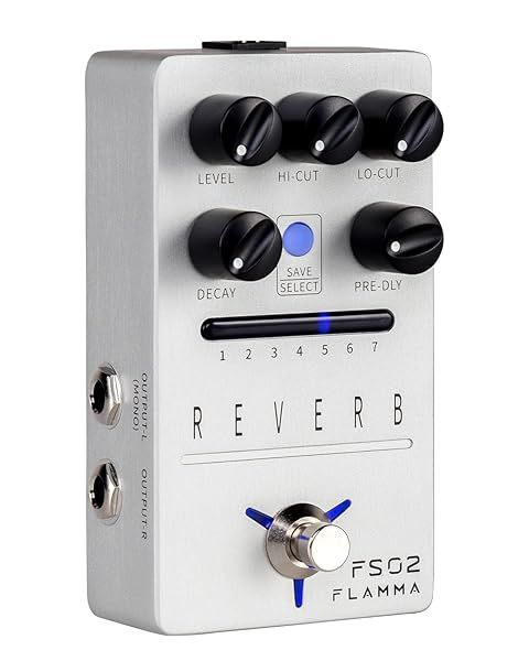 FLAMMA FS02 Reverb Pedal: 7 Reverb Effects & 7 Preset Slots for Guitar | True Bypass & Trail On