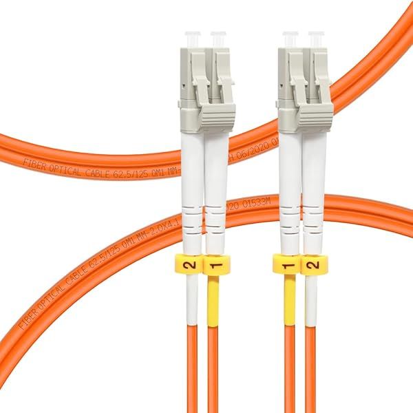 FLYPRO Fiber 1M OM1 LC to LC Patch Cable 1GB Duplex 62.5/125um Multimode Fiber Optic Cord Length Options 0.2m to 100m LSZH