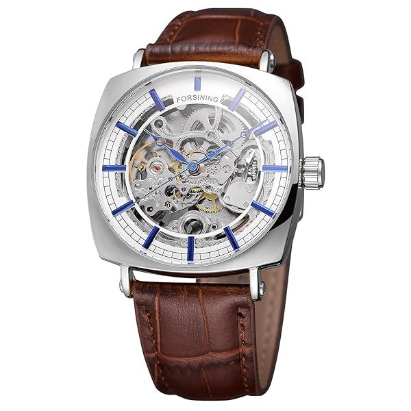 Forsining Men's Skeleton Dial Automatic Self-Winding Watch with Genuine Leather Strap Stylish and Durable Timepiece