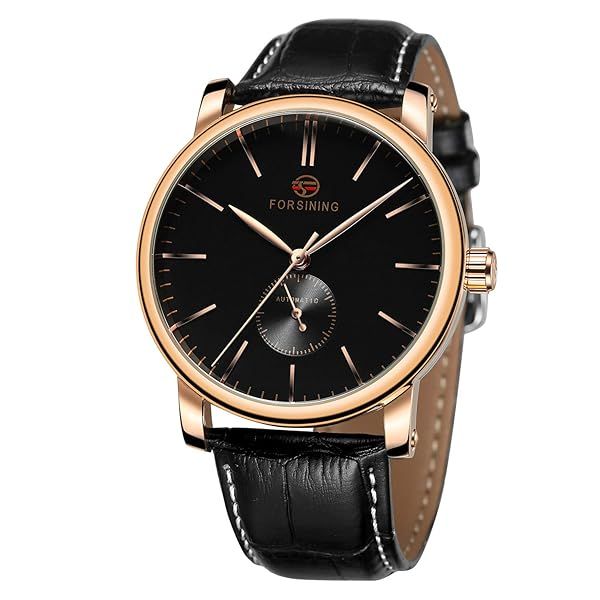 Forsining Mens Minimalist Waterproof Fashion Wrist Watch Genuine Leather Strap Stylish and Durable Timepiece