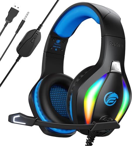 Fachixy FC100 Gaming Headset 2024: RGB Mic Headset for PS4, PS5, Xbox, PC & Nintendo Switch