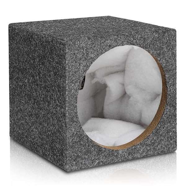 Facmogu 10in Gray Carpet Vented Speaker Enclosure - Durable High-Density Fibreboard Subwoofer Box with Sound-Absorbing Cotton