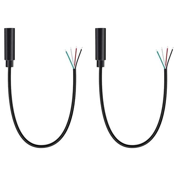 Fancasee 2 Pack 3.5mm TRRS Female Jack to Bare Wire Audio Cable for Headphones & Microphones - Easy Repair Solution