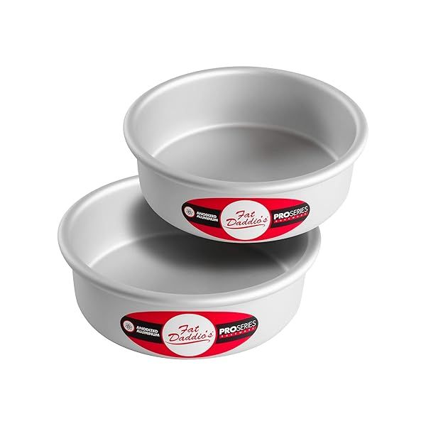 Fat Daddio's Anodized Aluminum Round Cake Pans 2 Piece Set 6 x 2 Inch for Perfect Baking Results