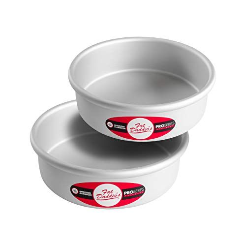 Fat Daddio's Anodized Aluminum Round Cake Pans 2 Piece Set 7 Inch x 2 Inch for Perfect Baking