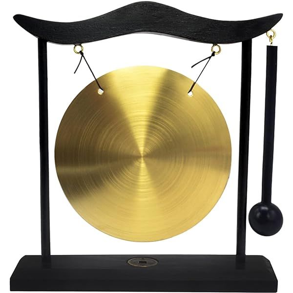 Feng Shui Brass Gong Desktop Zen Art H1301: Enhance Fortune & Serenity in Your Space
