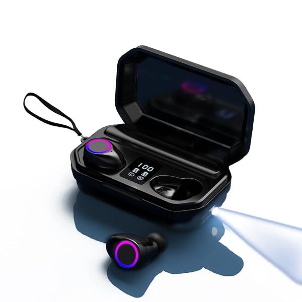 Fenpos Bluetooth 5.2 Wireless Earbuds CVC8.0 Noise Cancel Headphones Hi-Fi Stereo Audio Touch Control Waterproof Sport Earphones Black