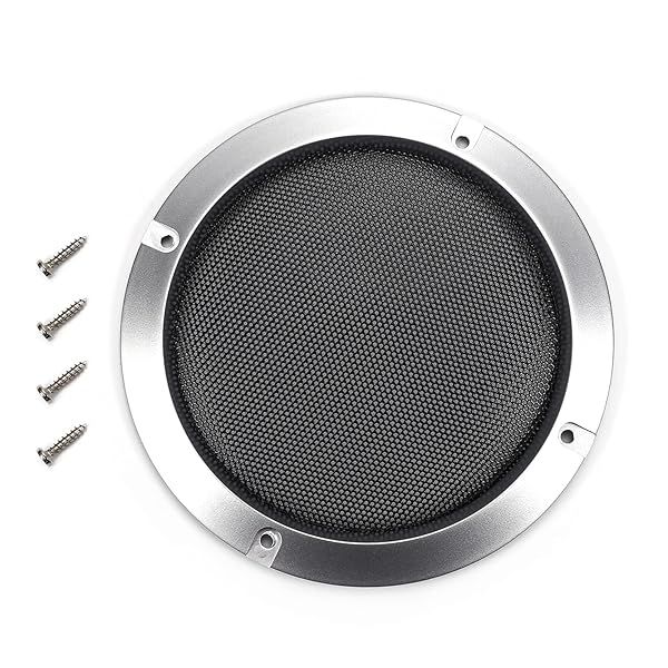 Fielect 2Pcs 5 Inch Speaker Cover Silver Metal Trim Grill Mesh Woofer Guard Protector with Screws Audio Accessories