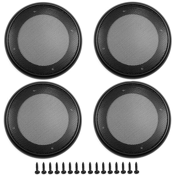 Fielect 4Pcs 4 Inch Speaker Grill Cover Mesh Decorative Woofer Guard Protector Audio Accessories Black Cloth with Screws