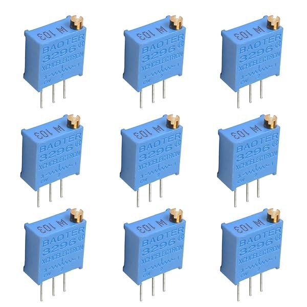 Fielect 5Pcs 10K Ohm Multiturn Trimmer Potentiometer High Precision Variable Resistor 3296W 3296W-1-103