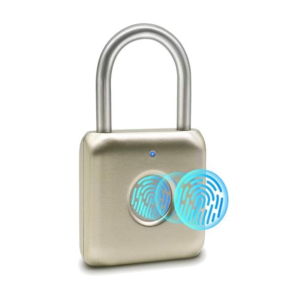 eLinkSmart Gold Fingerprint Padlock: Keyless Security for Gym Lockers, Sheds & Luggage