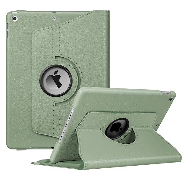 Fintie 360 Degree Rotating Case for iPad 9th 8th 7th Generation 10.2 Inch with Pencil Holder Auto Wake Sleep Sage Green