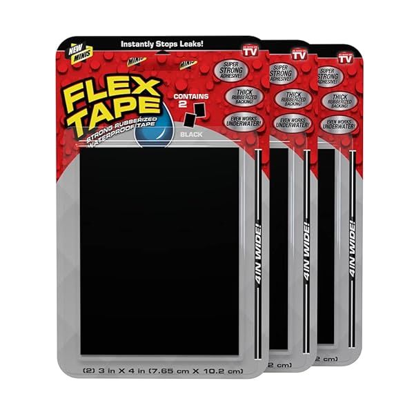 Flex Tape Mini Black 3-Pack: Waterproof Rubberized Tape for Indoor/Outdoor Repairs & Leak Sealing