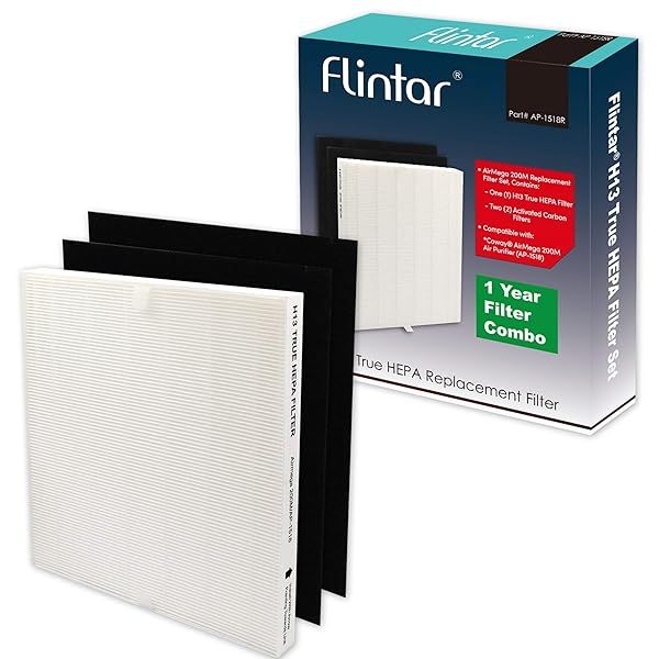 Flintar H13 True HEPA Filters for Coway AP-1512HH & Airmega 200M - 1-Pack with Activated Carbon