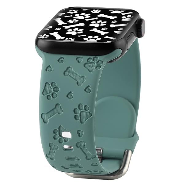 Floral Engraved Silicone Bands for Apple Watch 38mm 40mm 41mm - Stylish Sport Straps for Men & Women