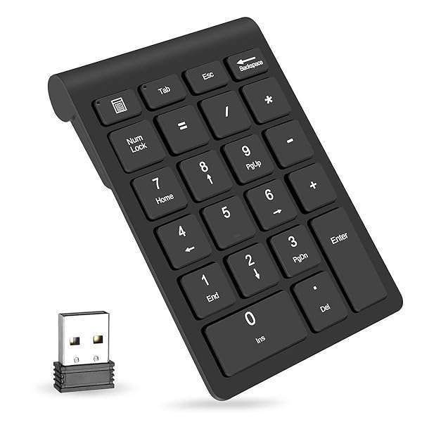Foloda Wireless Numeric Keypad: 22-Key Portable 2.4 GHz Numpad for Laptop, PC & Surface Pro - Perfect for Financial Accounting