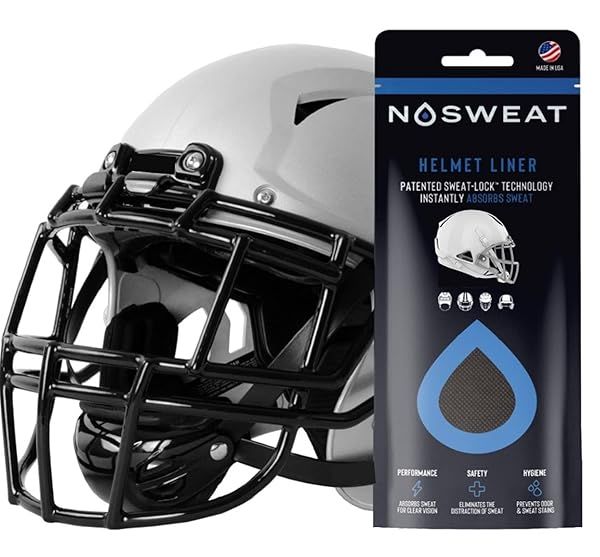 NoSweat Football Helmet Sweat Liner and Sweatbands Pack of 25 for Ultimate Comfort and Performance