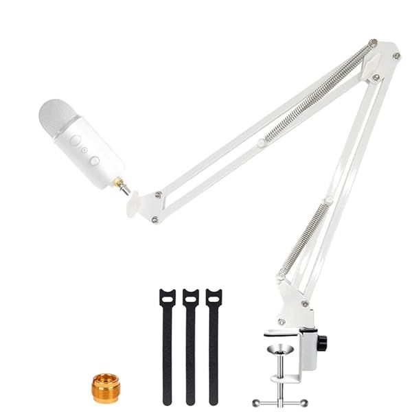 YUZUHOME Heavy Duty Adjustable Boom Arm for Blue Yeti X & Nano - Compatible Microphone Stand with Screw Adapter, White