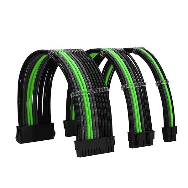 Formulamod Sleeve Extension Power Supply Cable Kit 18AWG ATX 24P EPS 8P PCI-E8P Combs for PSU to Motherboard GPU Black Grey Green