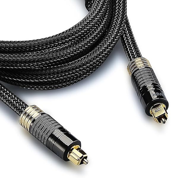 FosPower 24K Gold Plated Toslink Digital Optical Audio Cable 10ft Zero RFI EMI Interference Durable Nylon Braided Jacket