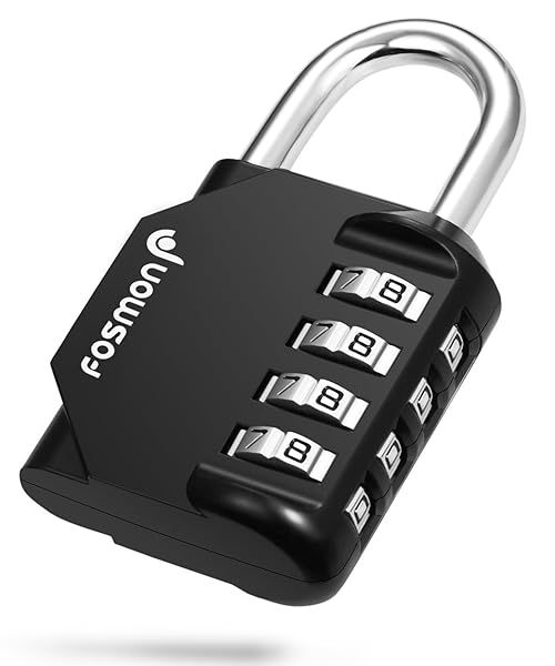 Fosmon 4-Digit Combination Lock (2 Pack) - Durable Metal Padlocks for Gym, School, Bike, and Storage - Black