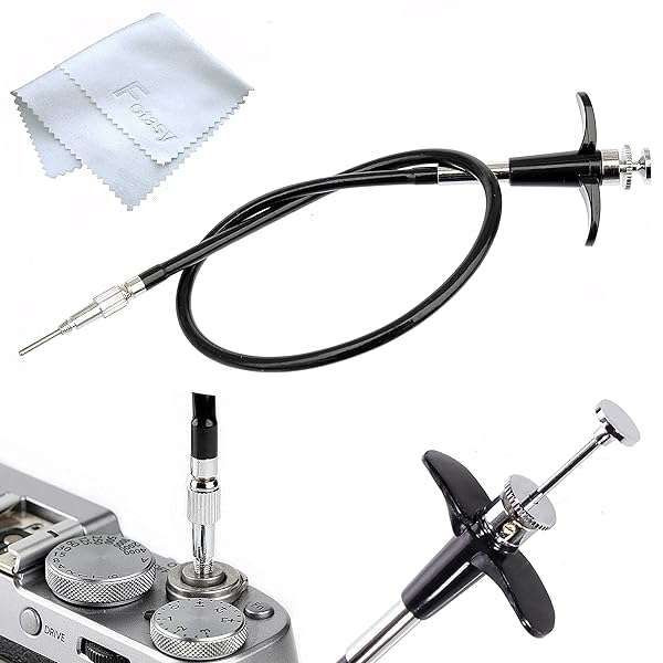 Fotasy 40cm Mechanical Cable Shutter Release for Fujifilm, Leica & Nikon Cameras - Bulb-Lock & Threaded Design