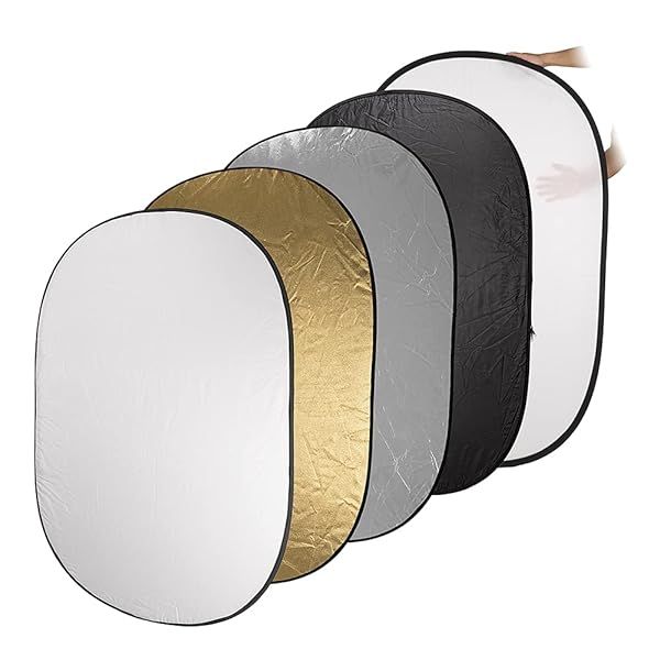 Fotodiox 40x60in 5-in-1 Reflector Kit: Black, Gold, Silver, Translucent & White for Photography & Video