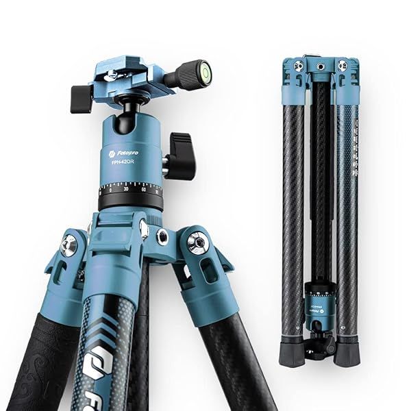 Fotopro Carbon Fiber Tripod 60 Inch 360 Degree Ball Head Quick Release Plate Lightweight Camera Tripod for Travel Tripod Folded Height Only 14.2