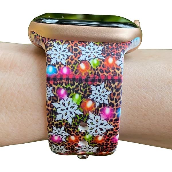FoxiBands Christmas Leopard Watch Band for iWatch Series 1 to 9 Silicone Replacement 45mm 44mm 42mm 41mm 40mm 38mm