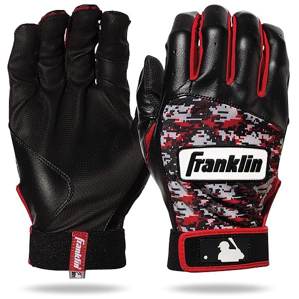 Franklin Sports MLB Digitek Baseball Batting Gloves - Gray/Red Digi for Adults - Size X-Large