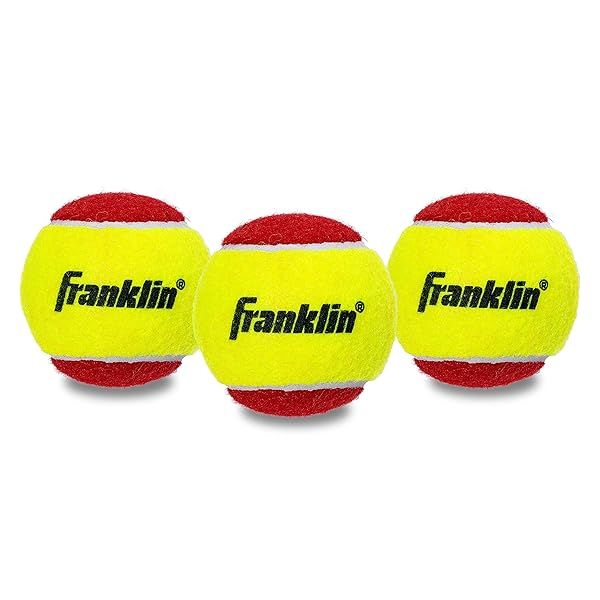 Franklin Sports Starter Tennis Balls - Pressureless, Low Bounce, Perfect for Beginners & Training - 3 Pack for All Court Surfaces