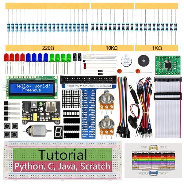 Freenove Super Starter Kit for Raspberry Pi with 682 Page Tutorial and 164 Items for 88 Projects in Python C Java Scratch Processing